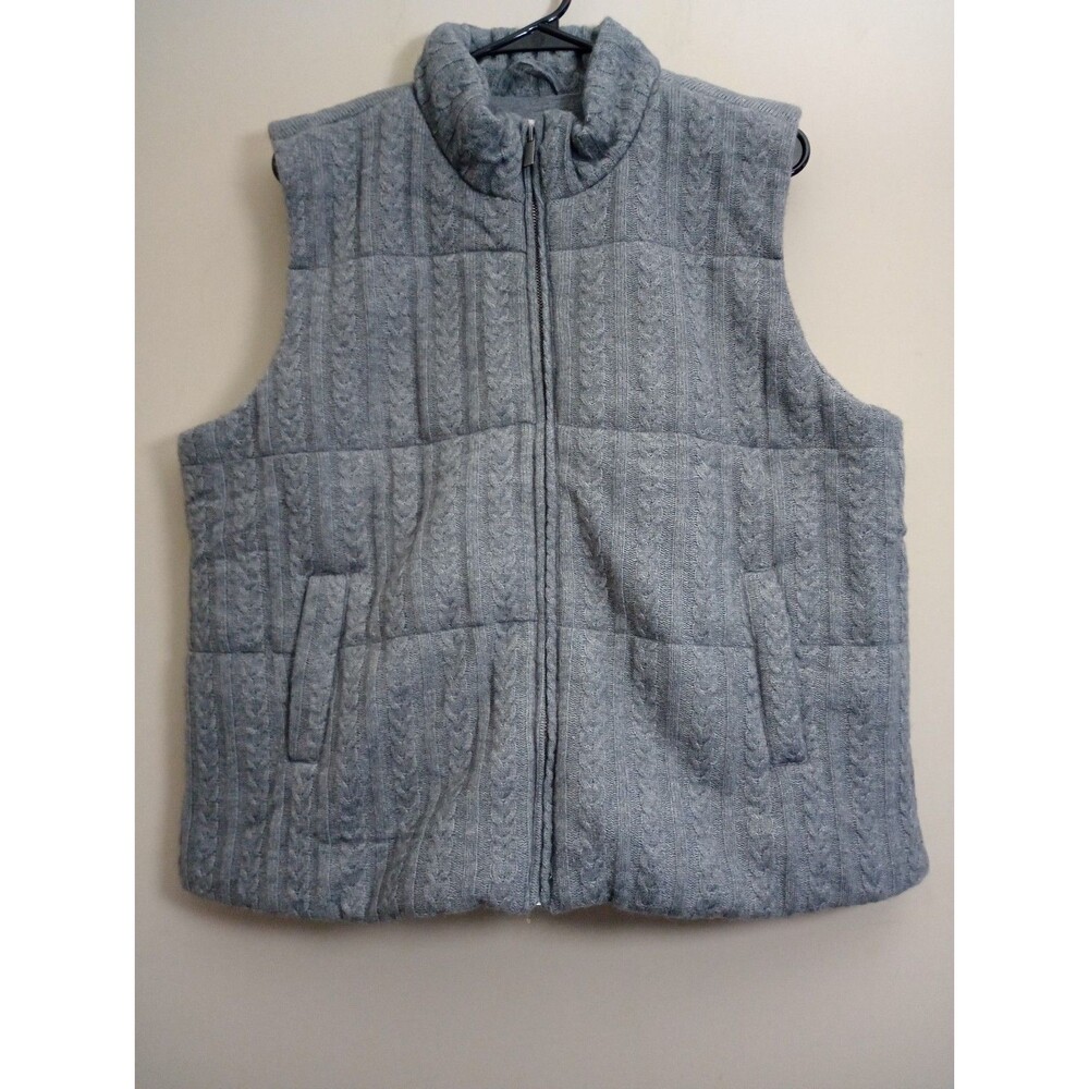 NWOT Maurices Grey Cable Knit Style Puffer Vest 2 Pockets Size XXL